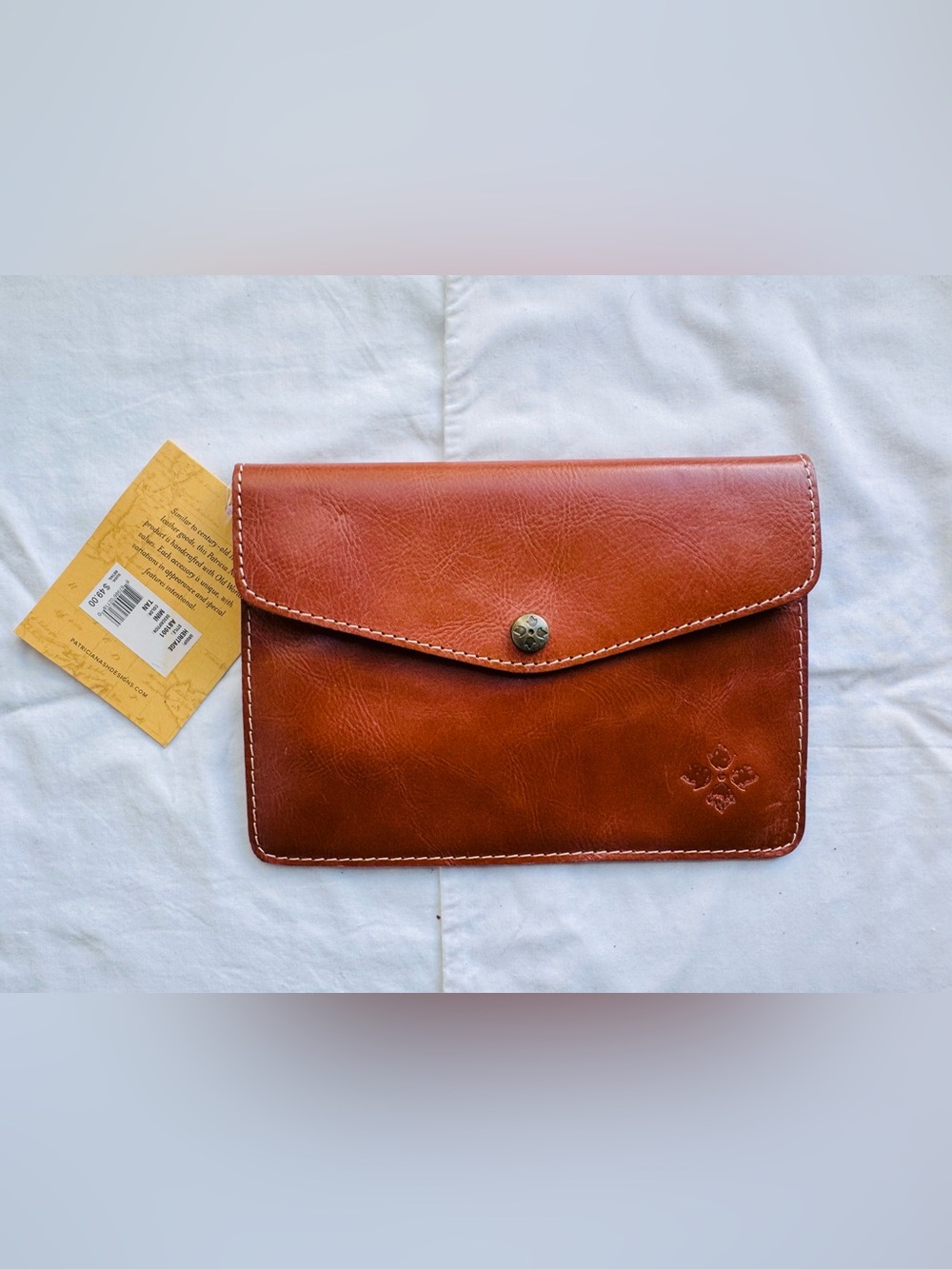 Patricia Nash Cognac Leather Envelope Clutch